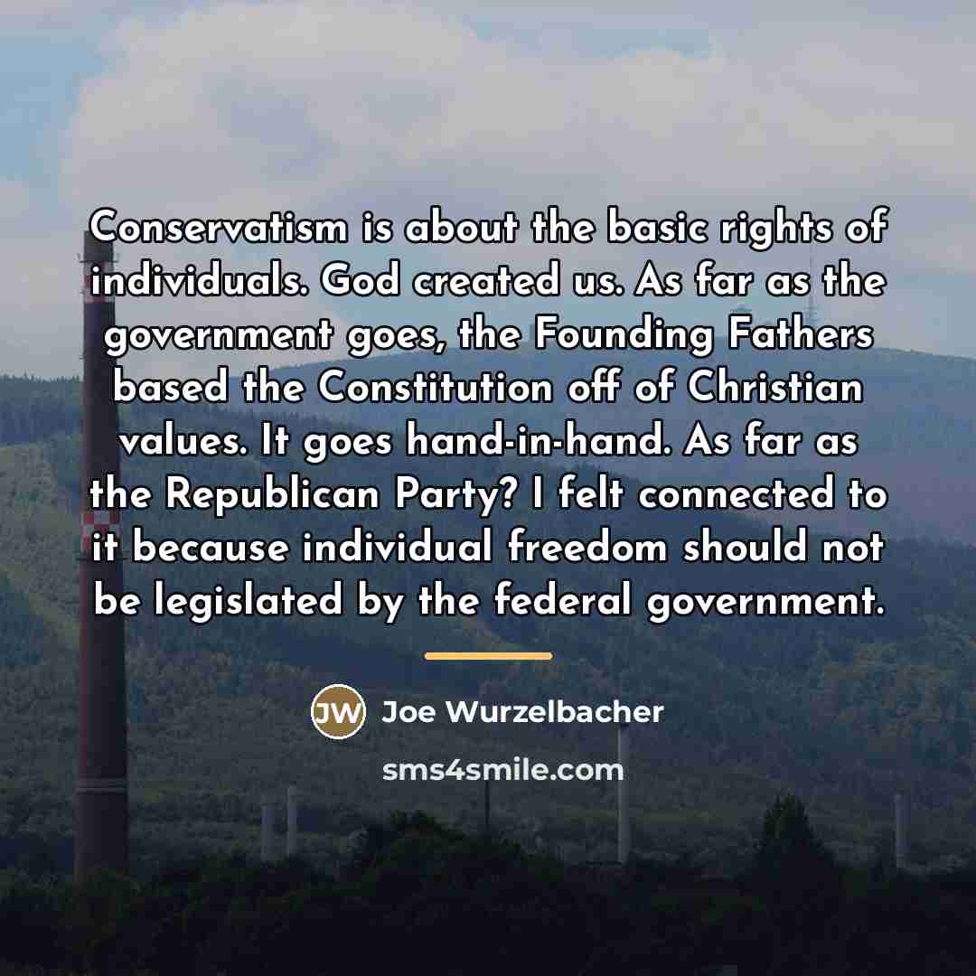 “Conservatism is about the basic rights of individuals. God created…” quote by Joe Wurzelbacher