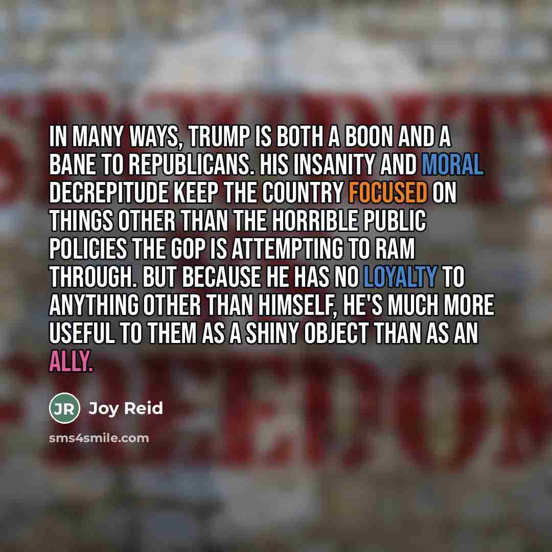 “In many ways, Trump is both a boon and a…” quote by Joy Reid