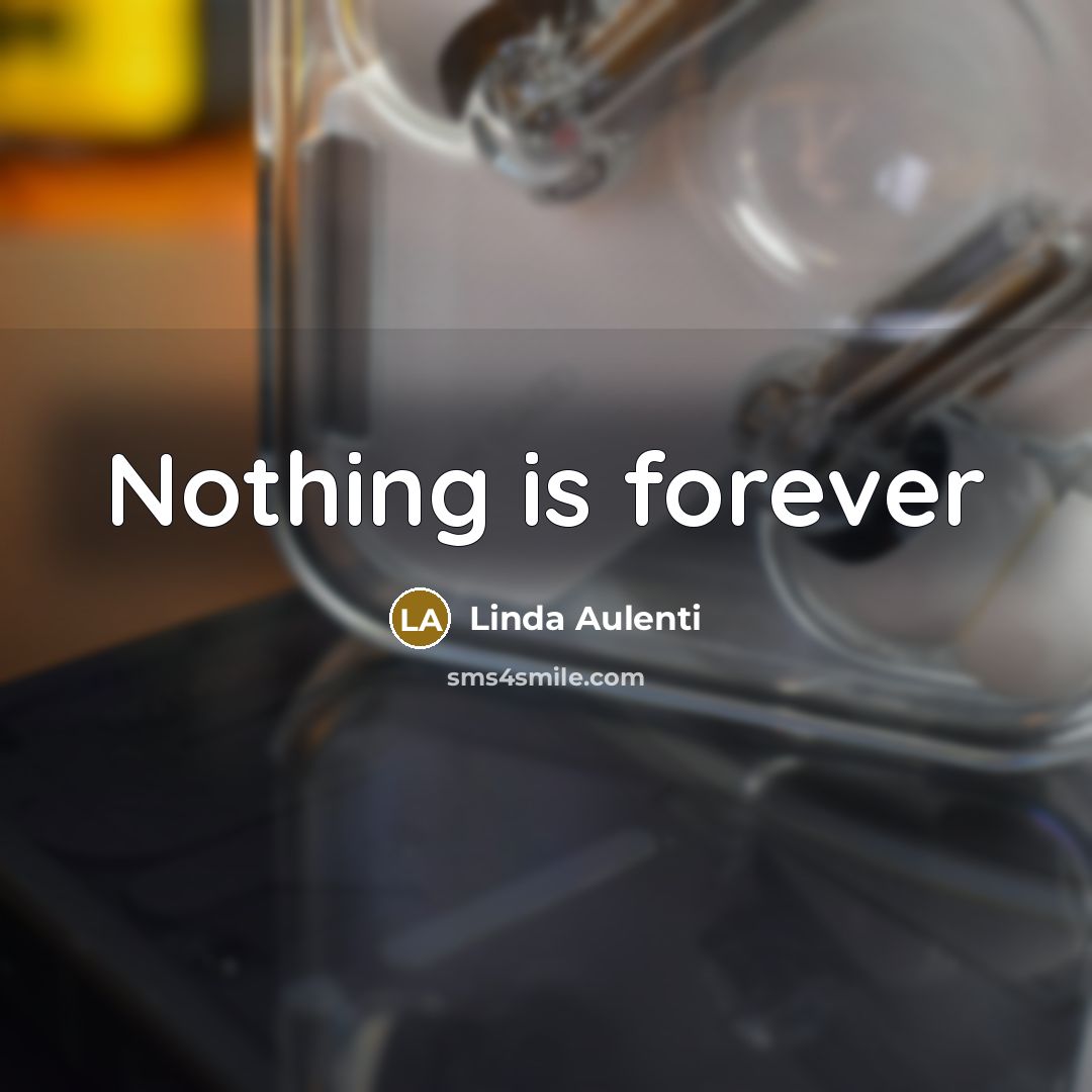 “Nothing is forever” quote by Linda Aulenti