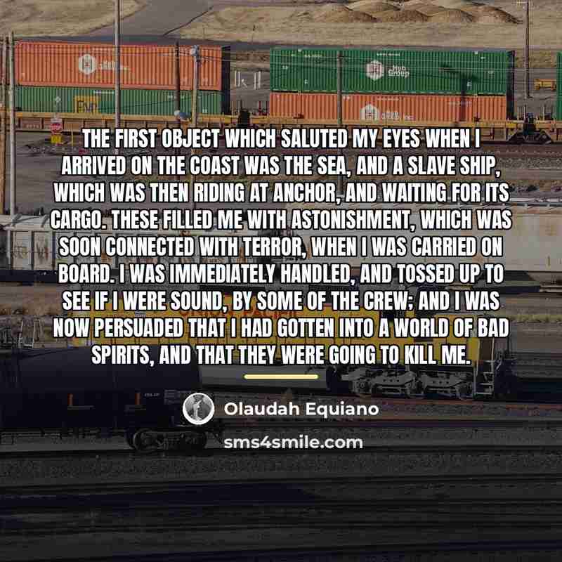 “The first object which saluted my eyes when I arrived…” quote by Olaudah Equiano