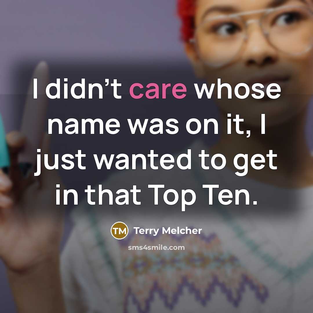 “I didn't care whose name was on it, I just wanted to get in that Top Ten.” quote by Terry Melcher