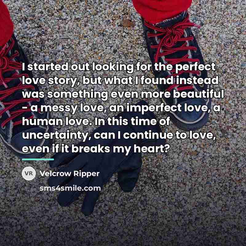 “I started out looking for the perfect love story, but…” quote by Velcrow Ripper