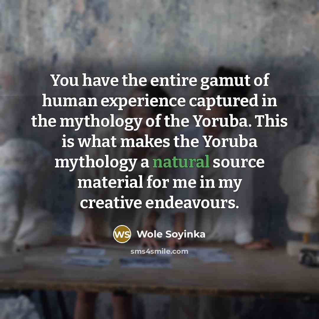 “You have the entire gamut of human experience captured in…” quote by Wole Soyinka