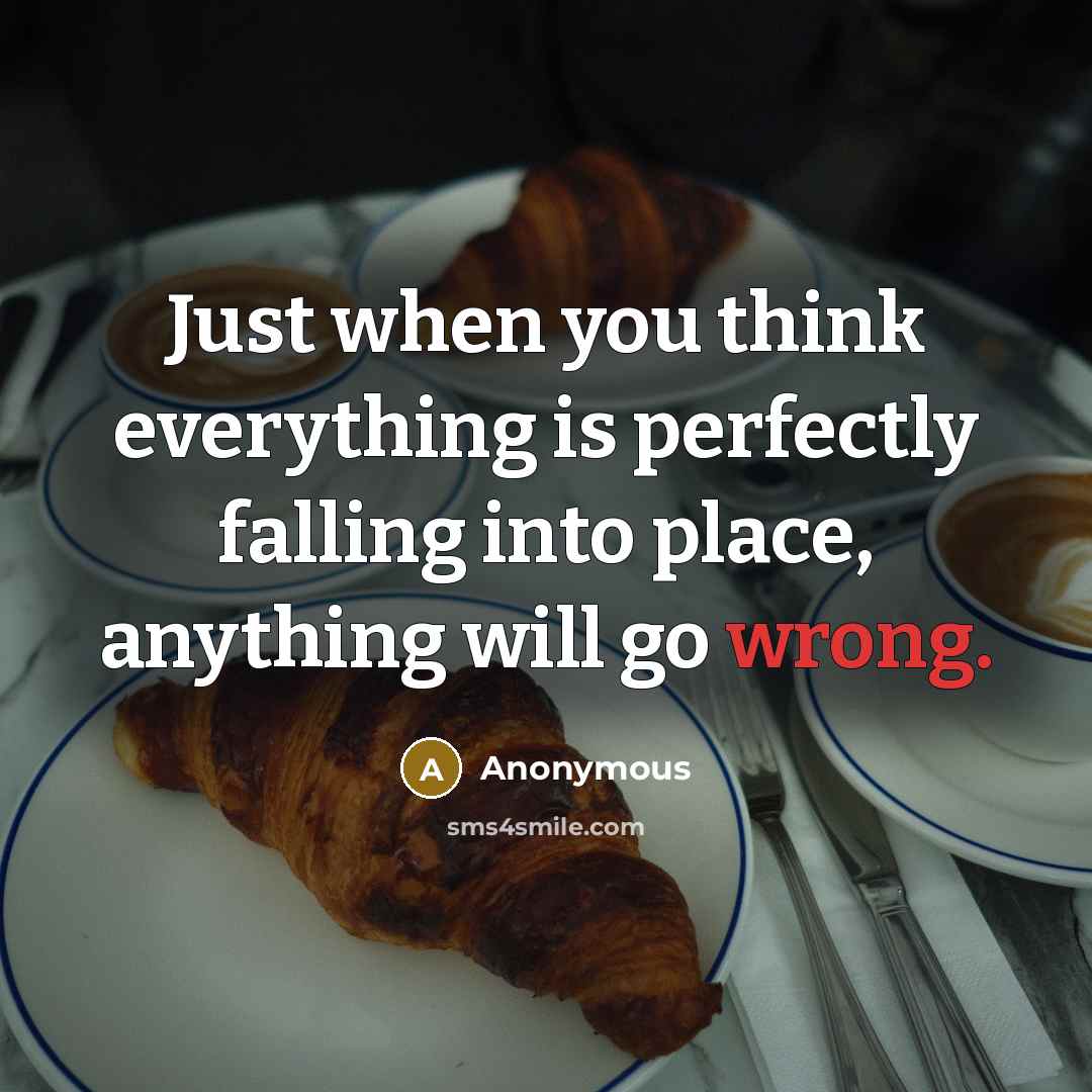 “Just when you think everything is perfectly falling into place, anything will go wrong.” quote by Anonymous