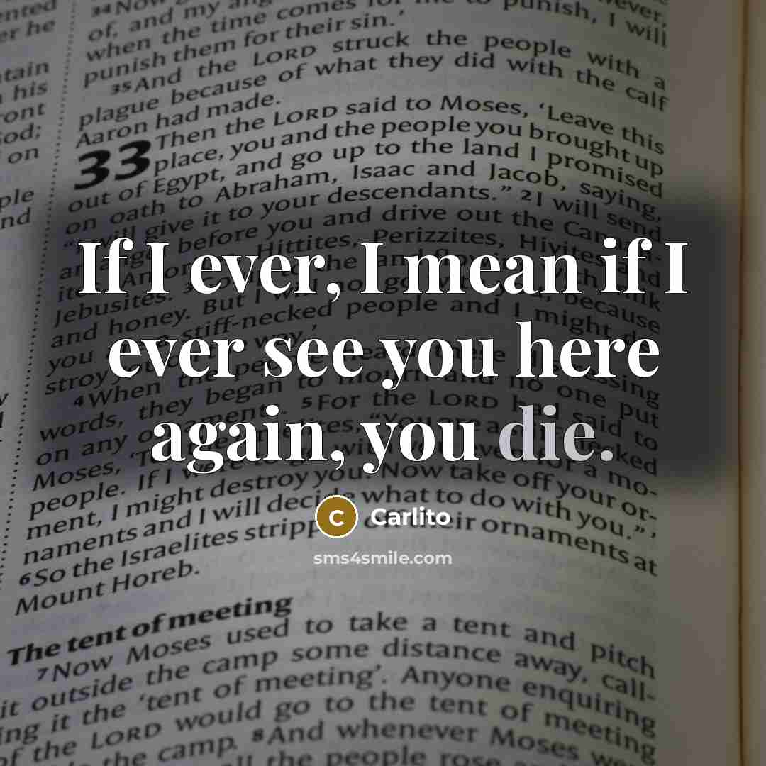 “If I ever, I mean if I ever see you…” quote by Carlito