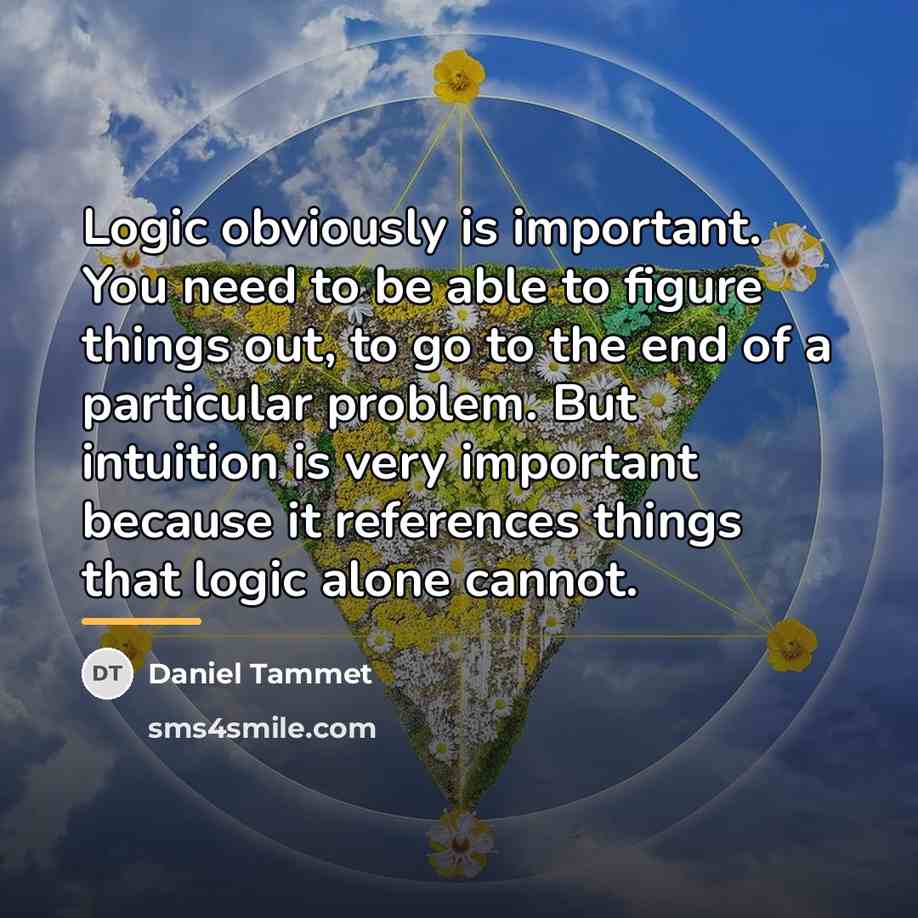 “Logic obviously is important. You need to be able to…” quote by Daniel Tammet