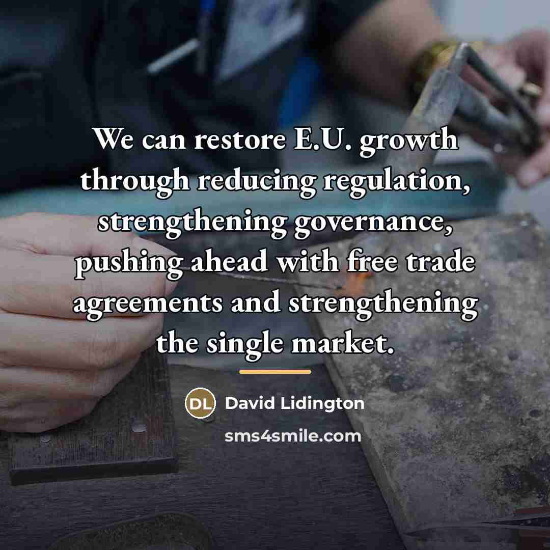 “We can restore E.U. growth through reducing regulation, strengthening governance,…” quote by David Lidington