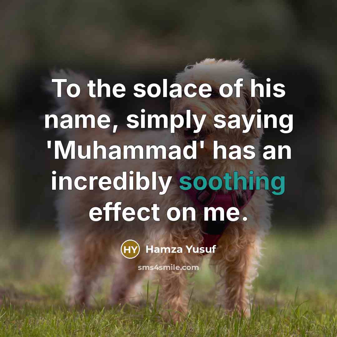 “To the solace of his name, simply saying 'Muhammad' has…” quote by Hamza Yusuf