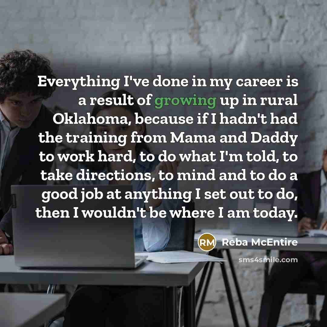 “Everything I've done in my career is a result of…” quote by Reba McEntire