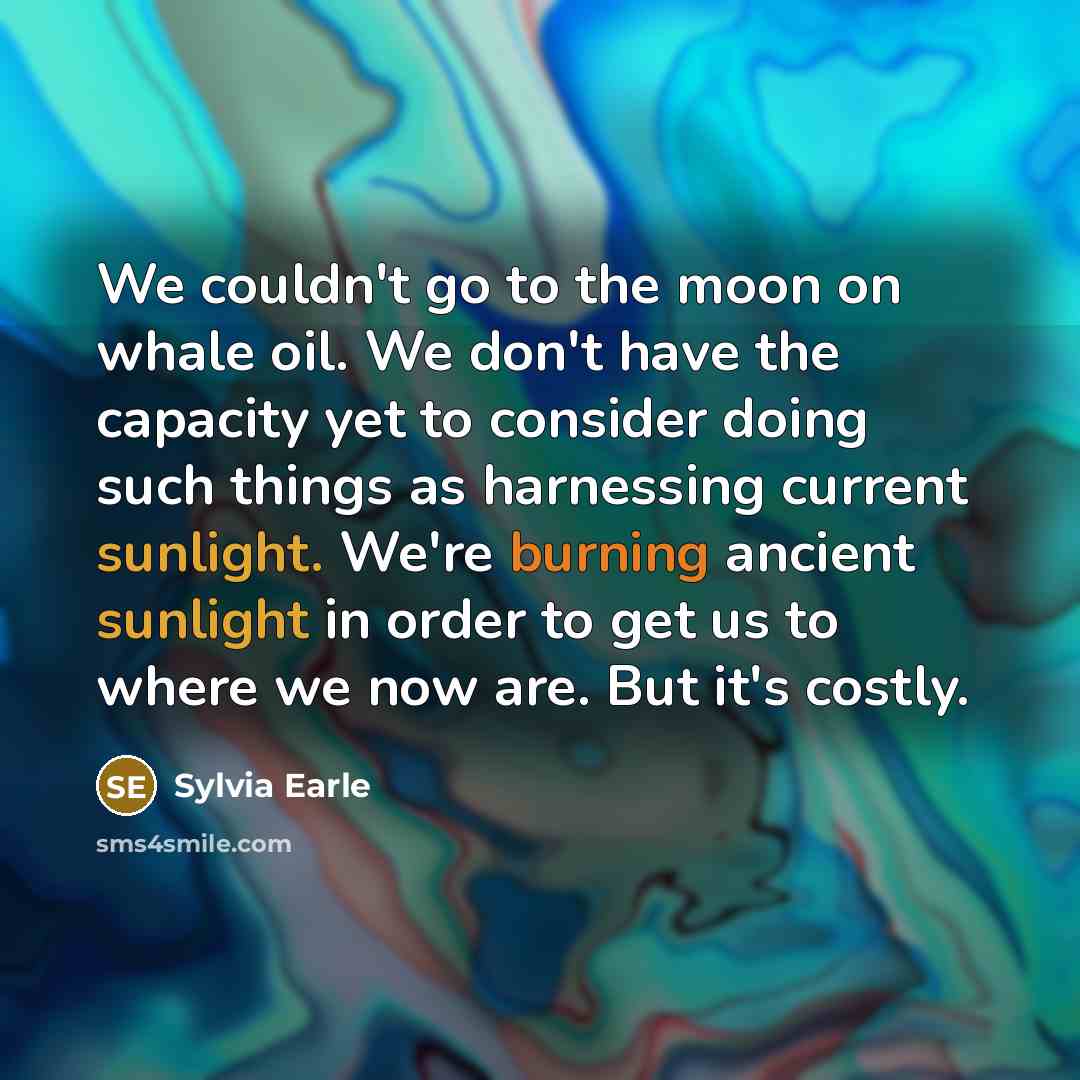 “We couldn't go to the moon on whale oil. We…” quote by Sylvia Earle