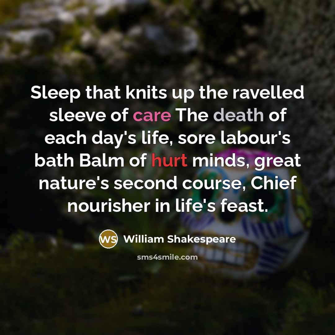 “Sleep that knits up the ravelled sleeve of care The…” quote by William Shakespeare