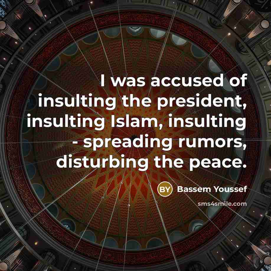 “I was accused of insulting the president, insulting Islam, insulting…” quote by Bassem Youssef