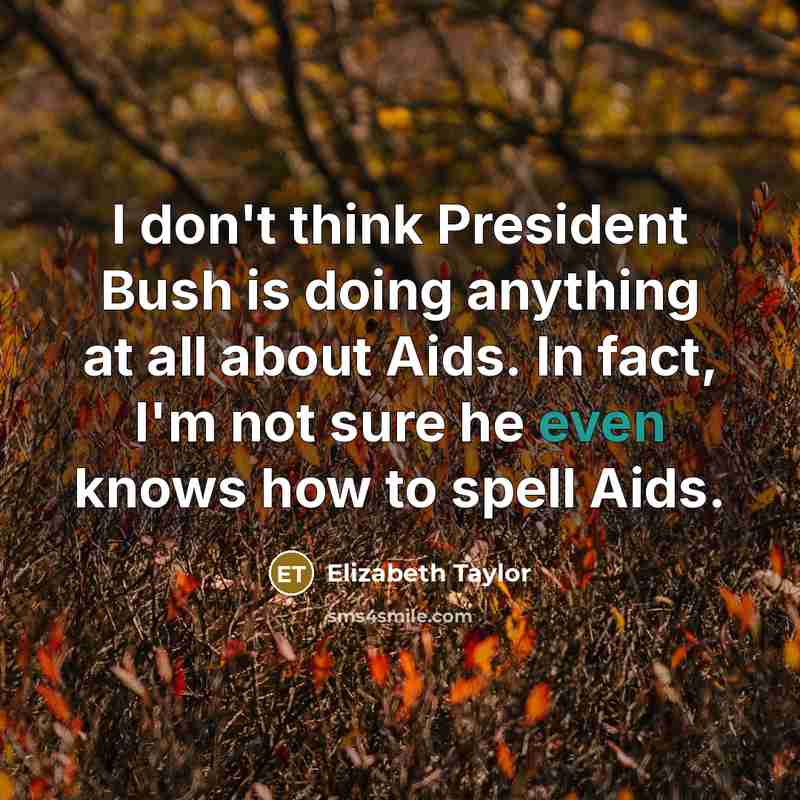 “I don't think President Bush is doing anything at all…” quote by Elizabeth Taylor