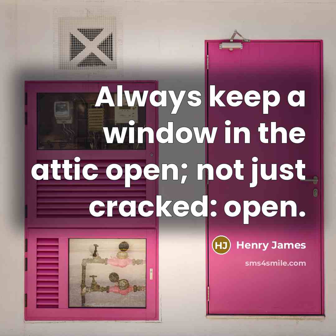 “Always keep a window in the attic open; not just cracked: open.” quote by Henry James