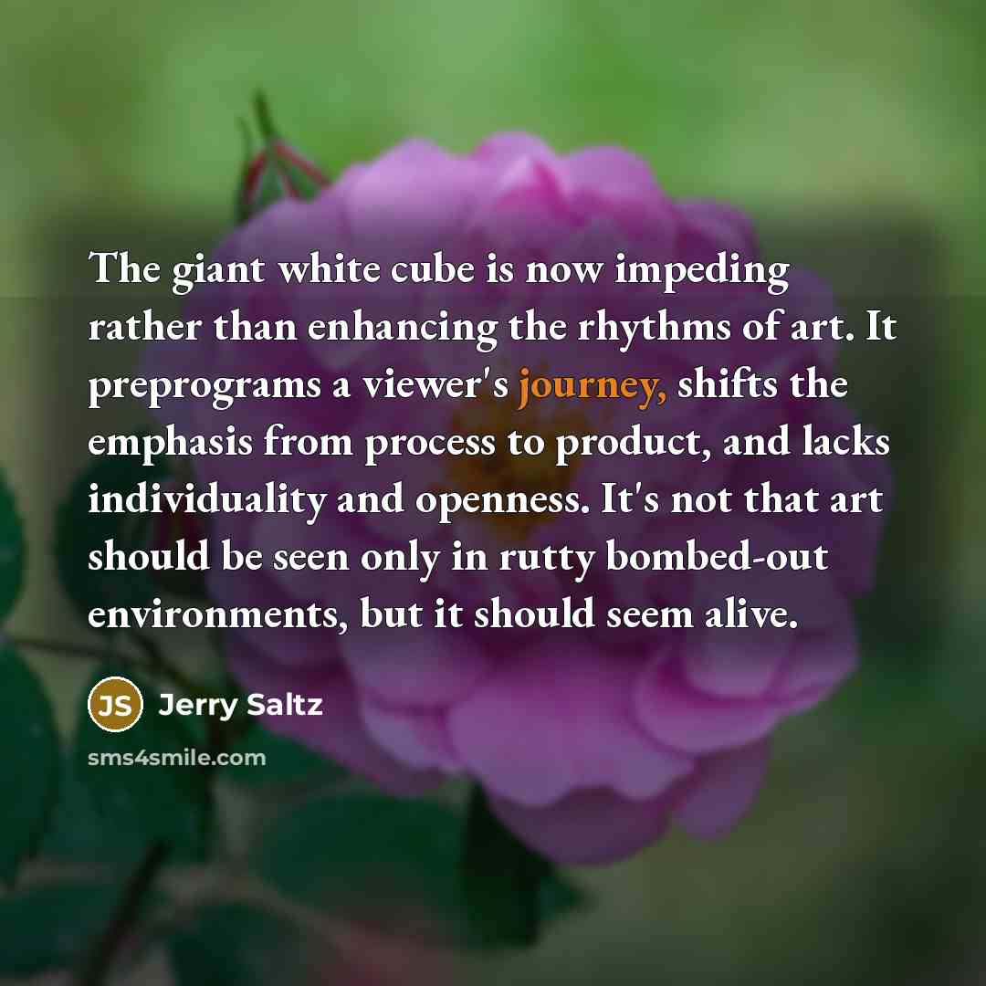 “The giant white cube is now impeding rather than enhancing…” quote by Jerry Saltz