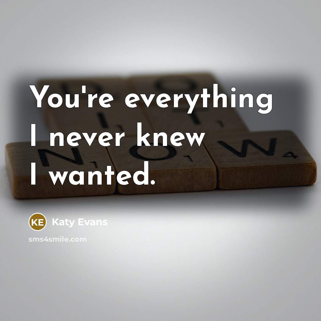 “You're everything I never knew I wanted.” quote by Katy Evans