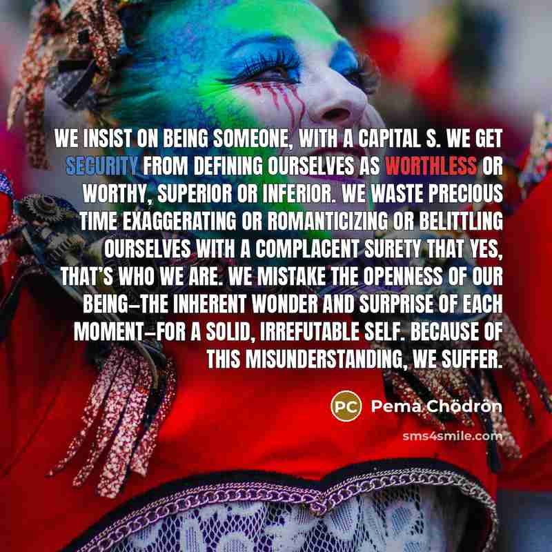 “We insist on being Someone, with a capital S. We…” quote by Pema Chodron