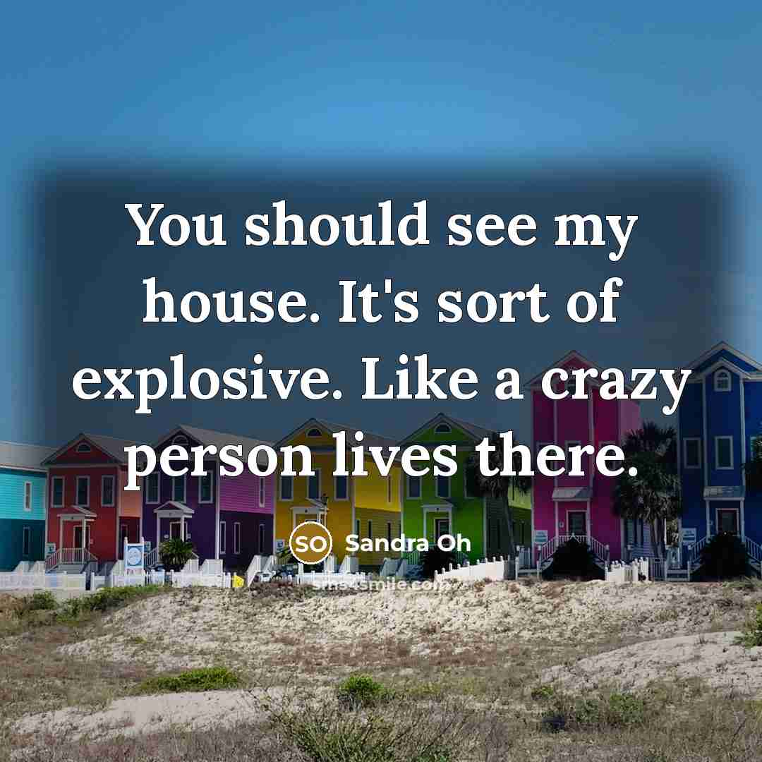 “You should see my house. It's sort of explosive. Like…” quote by Sandra Oh