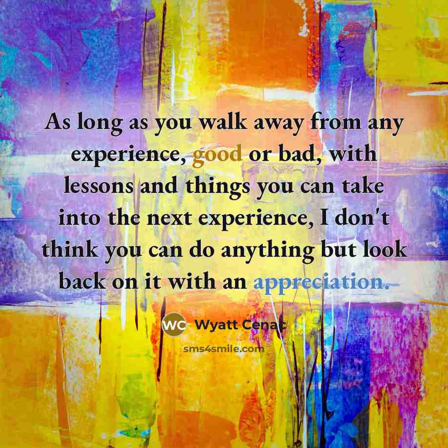“As long as you walk away from any experience, good…” quote by Wyatt Cenac