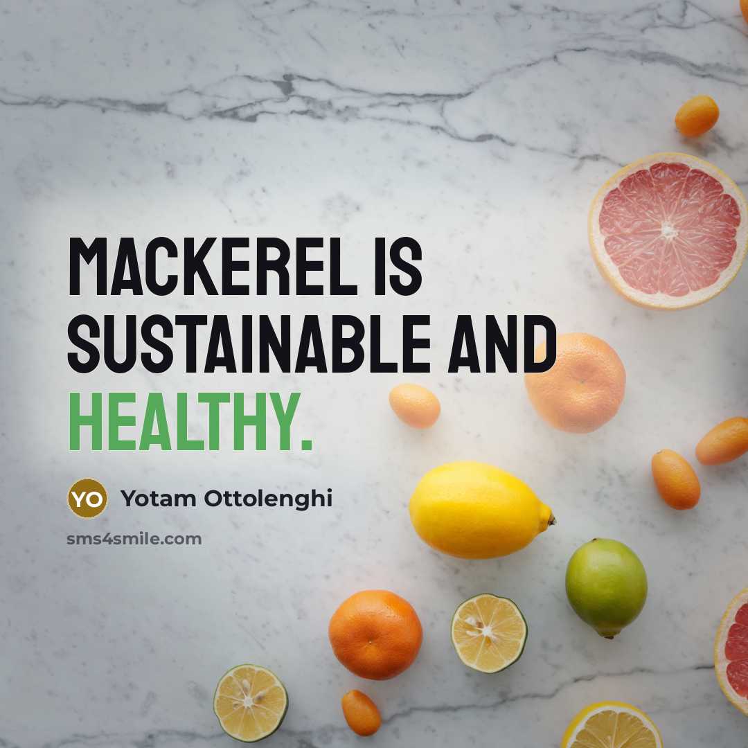 “Mackerel is sustainable and healthy.…” quote by Yotam Ottolenghi