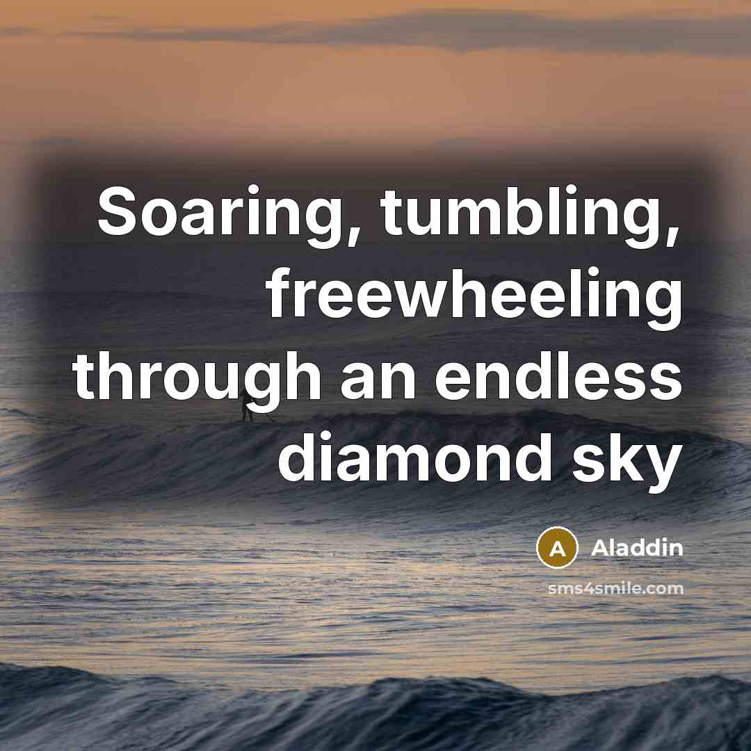“Soaring, tumbling, freewheeling through an endless diamond sky” quote by Aladdin