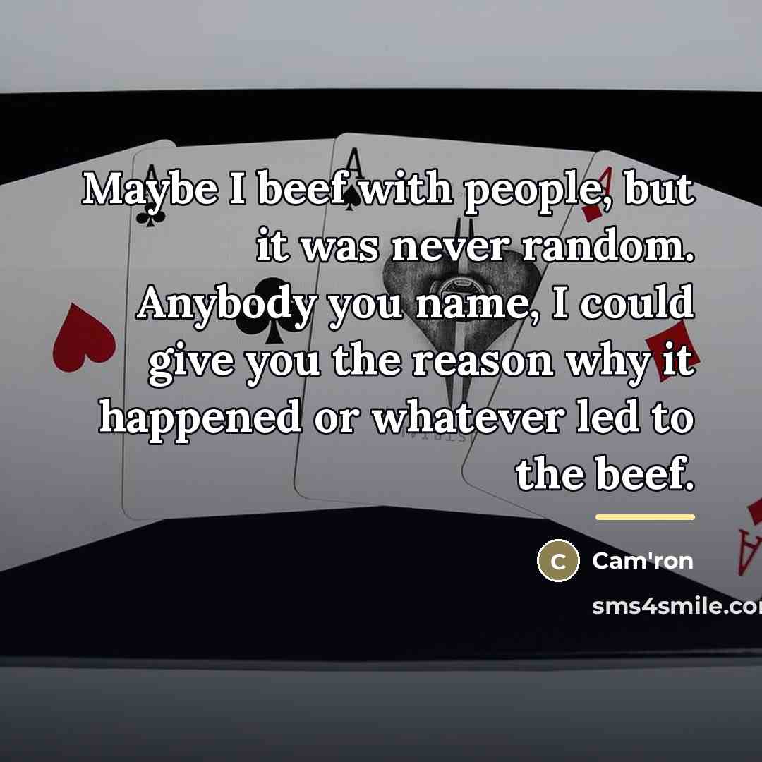 “Maybe I beef with people, but it was never random.…” quote by Cam'ron