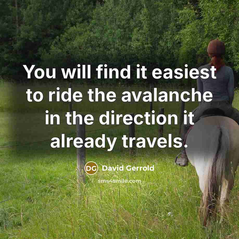“You will find it easiest to ride the avalanche in…” quote by David Gerrold