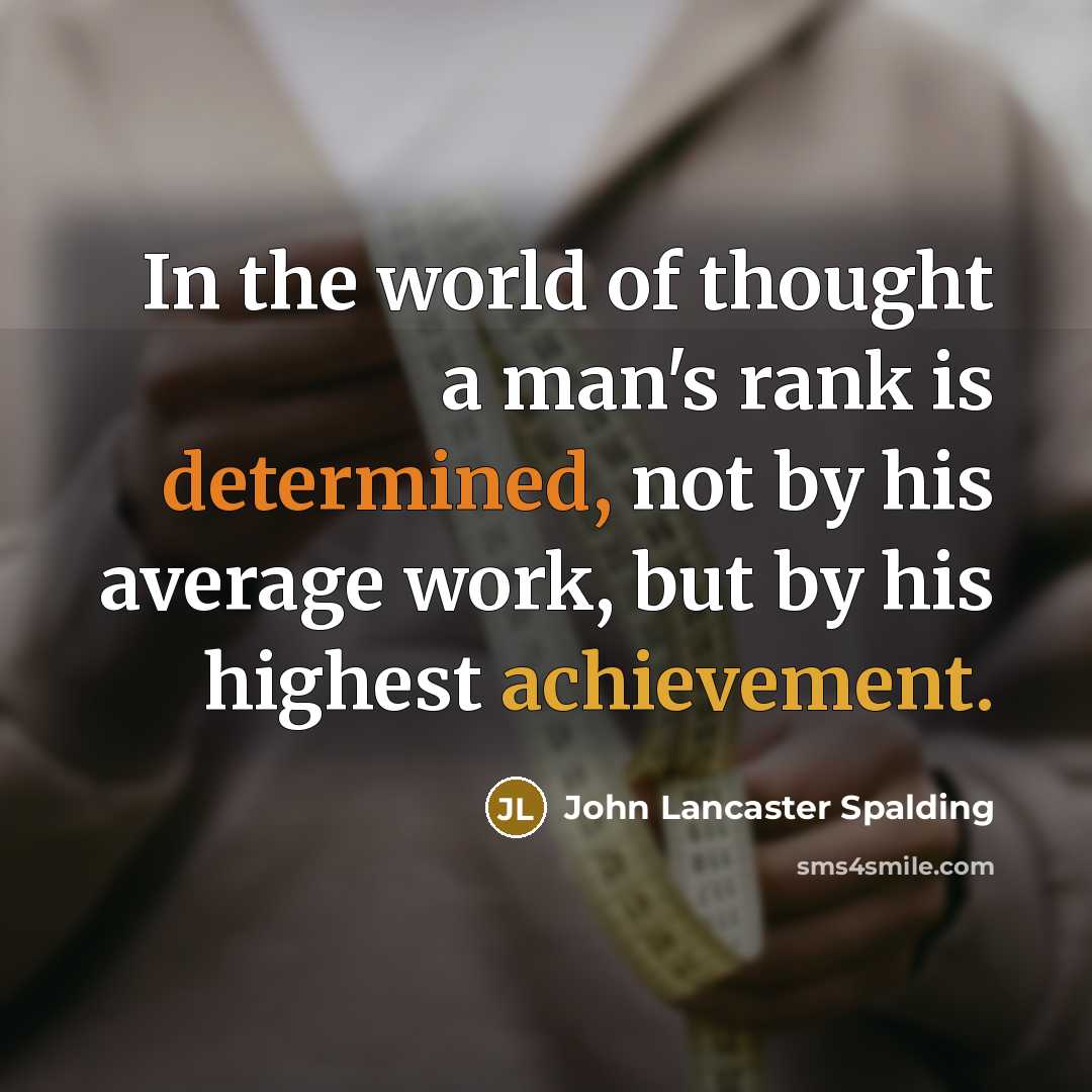 “In the world of thought a man's rank is determined,…” quote by John Lancaster Spalding