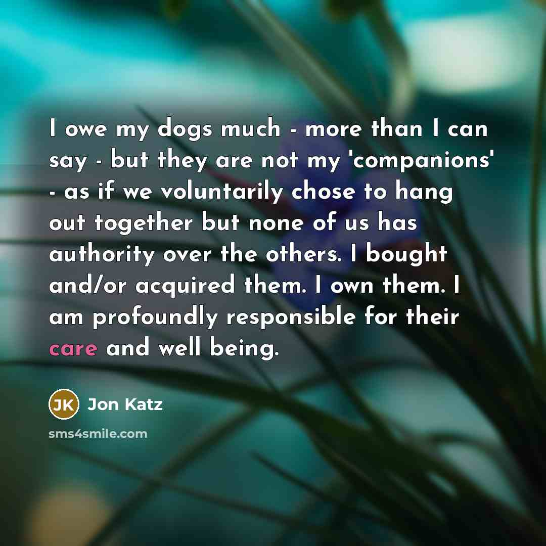 “I owe my dogs much - more than I can…” quote by Jon Katz