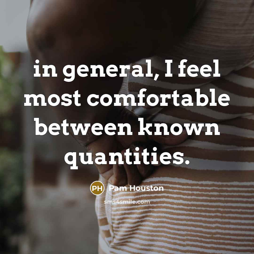 “in general, I feel most comfortable between known quantities.…” quote by Pam Houston