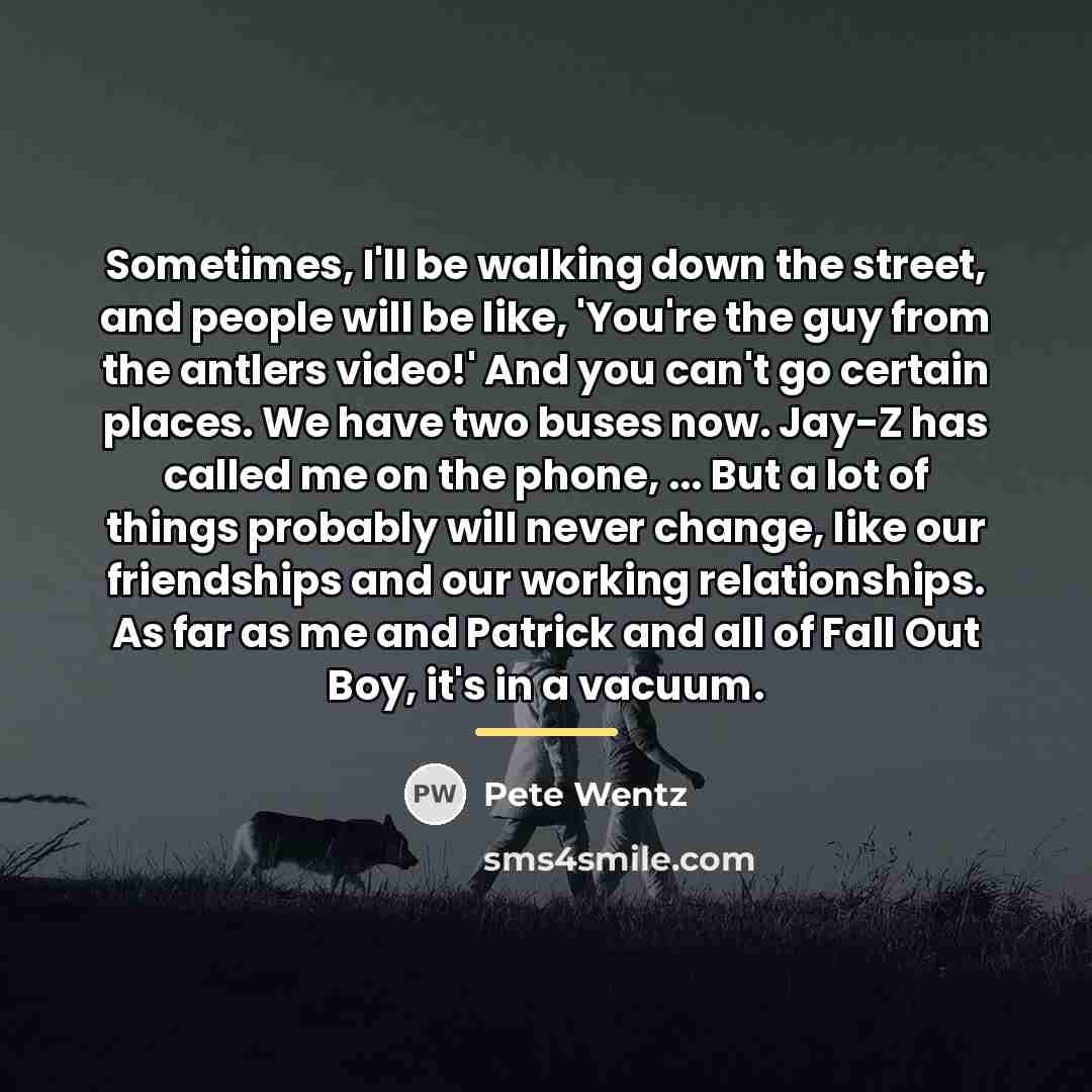 “Sometimes, I'll be walking down the street, and people will…” quote by Pete Wentz
