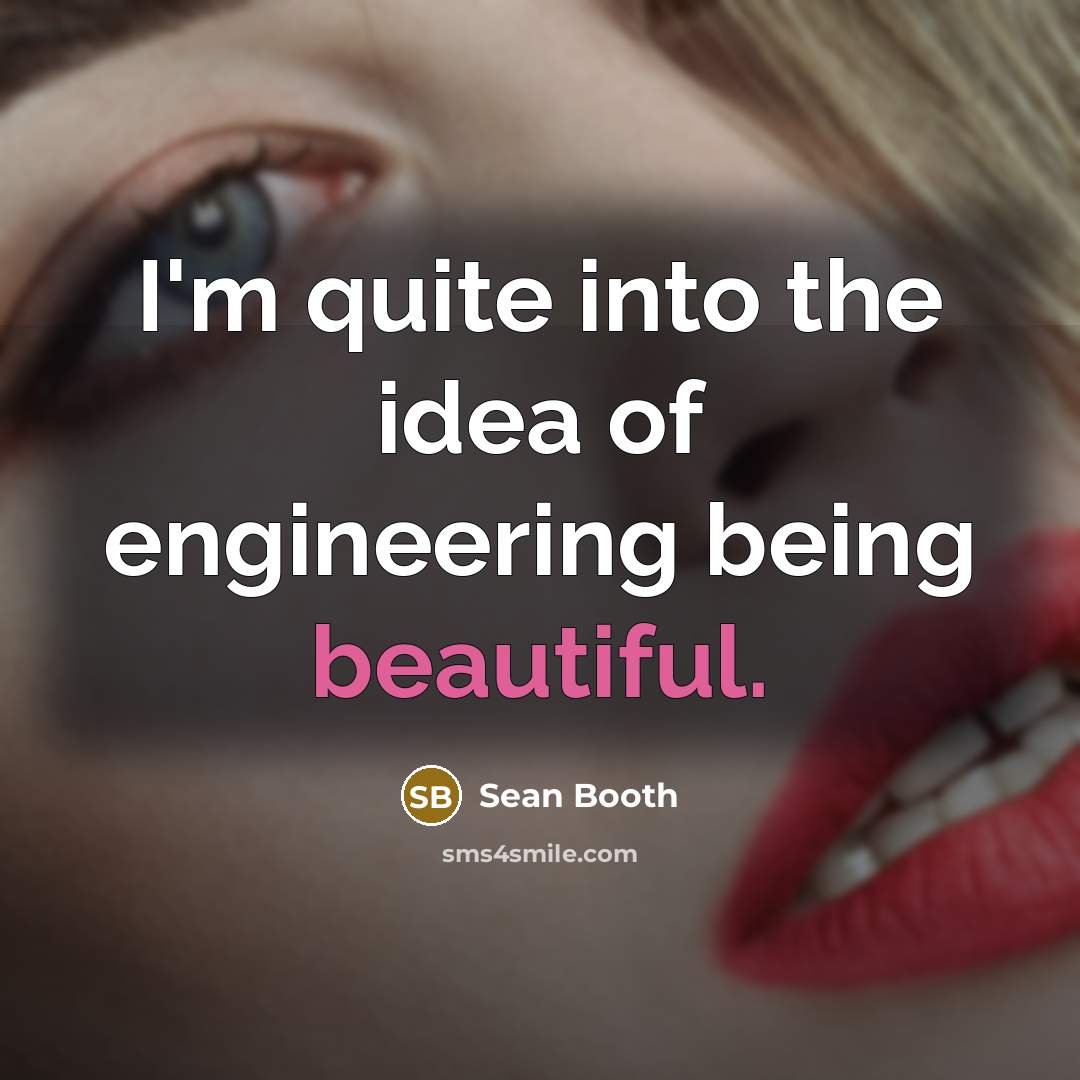 “I'm quite into the idea of engineering being beautiful.…” quote by Sean Booth