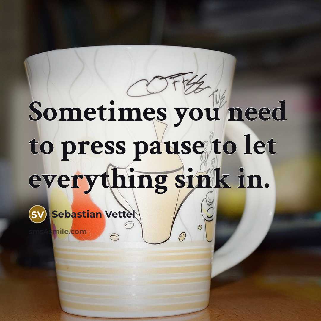 “Sometimes you need to press pause to let everything sink…” quote by Sebastian Vettel
