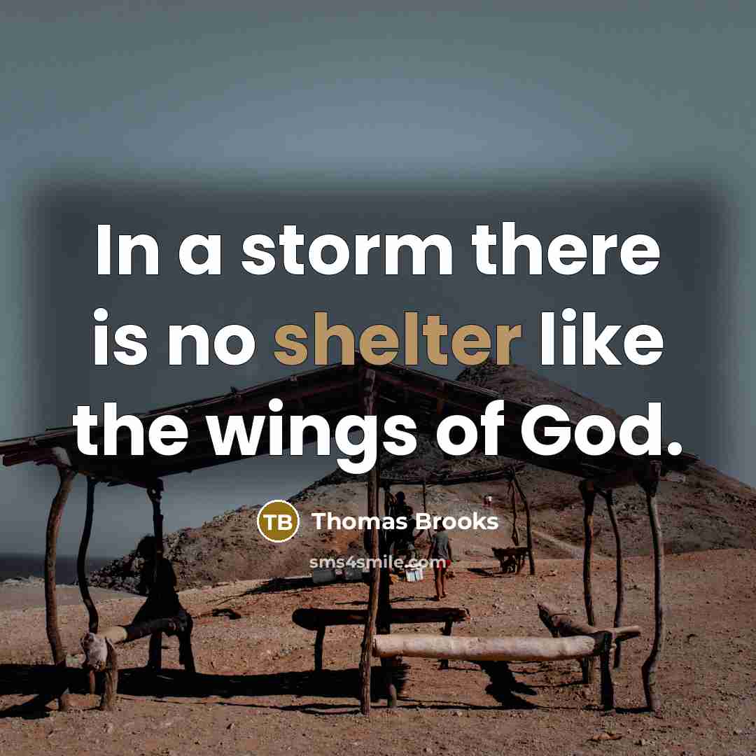 “In a storm there is no shelter like the wings…” quote by Thomas Brooks