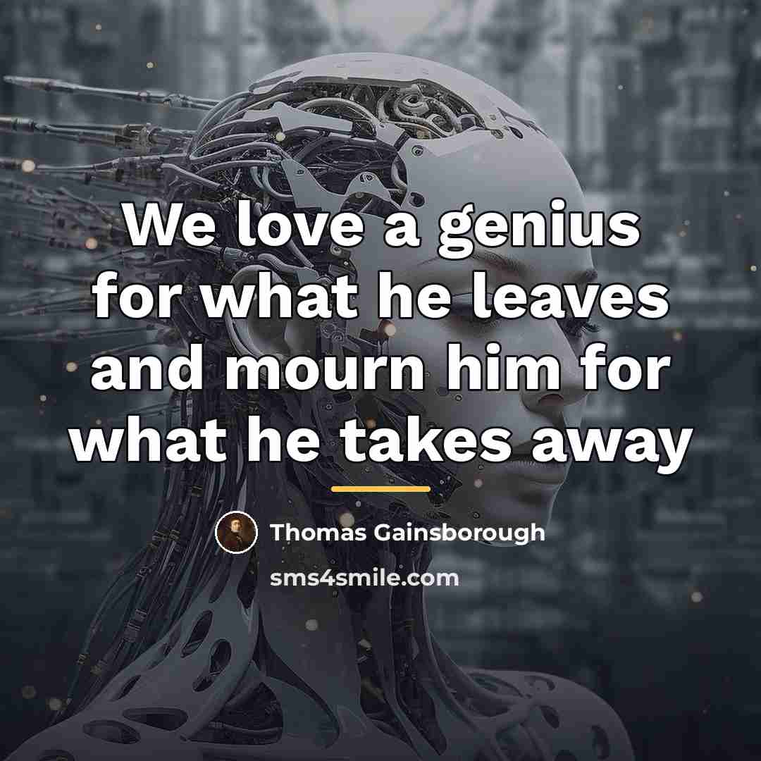 “We love a genius for what he leaves and mourn…” quote by Thomas Gainsborough