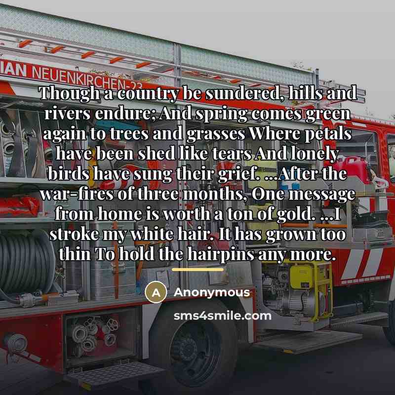 “Though a country be sundered, hills and rivers endure; And…” quote by Anonymous