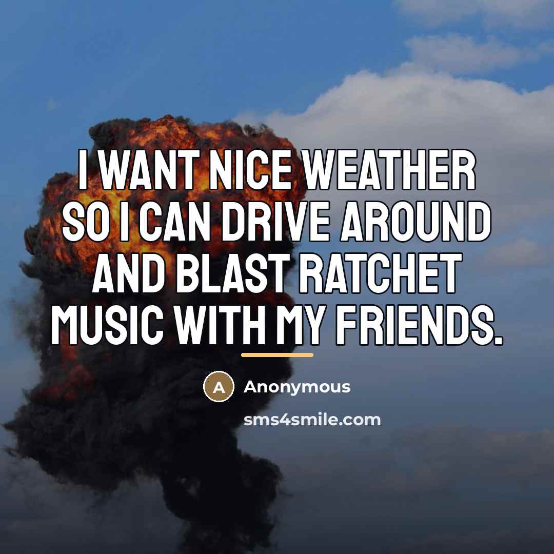 “I want nice weather so I can drive around and…” quote by Anonymous