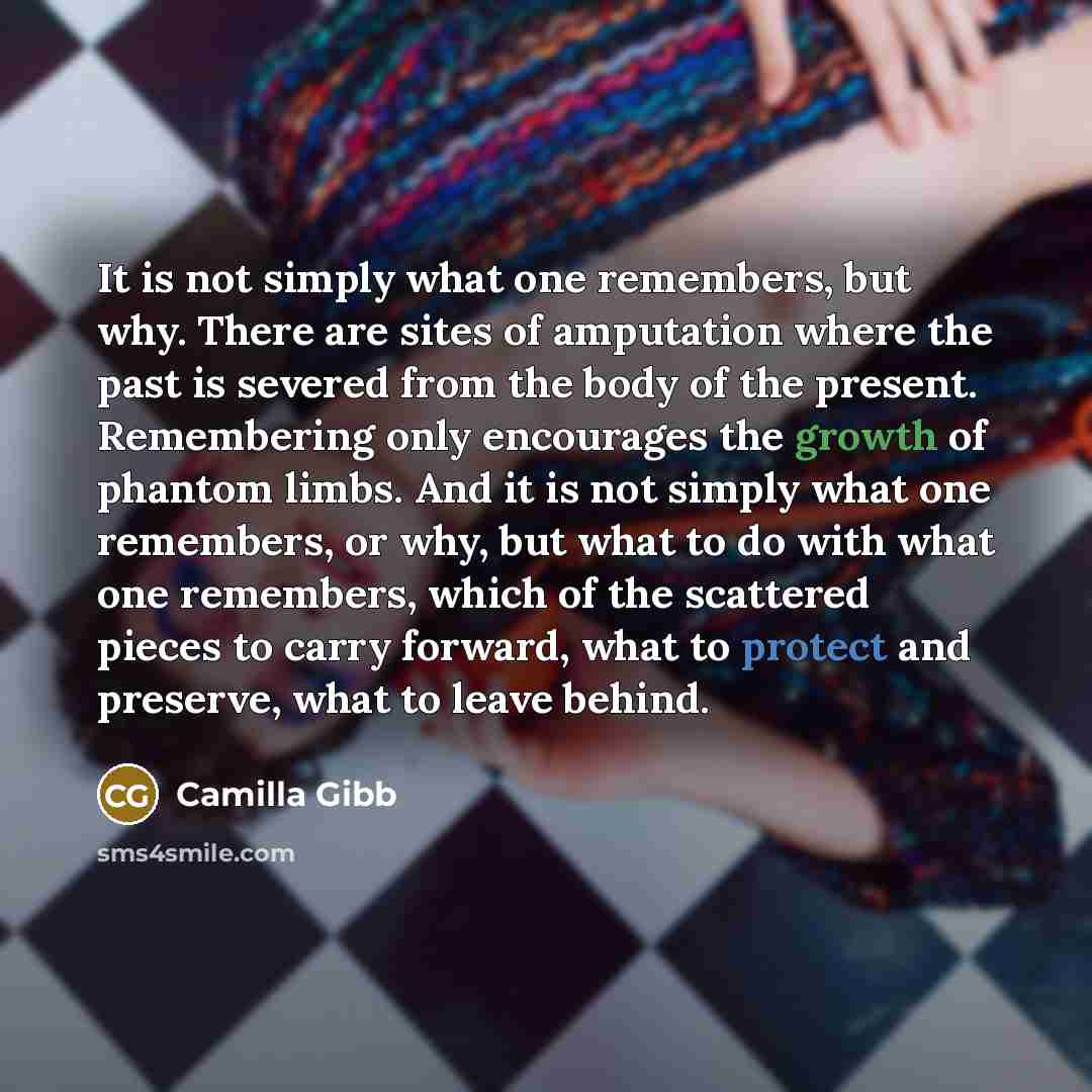 “It is not simply what one remembers, but why. There…” quote by Camilla Gibb