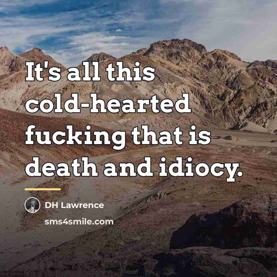 “It's all this cold-hearted fucking that is death and idiocy.…” quote by DH Lawrence