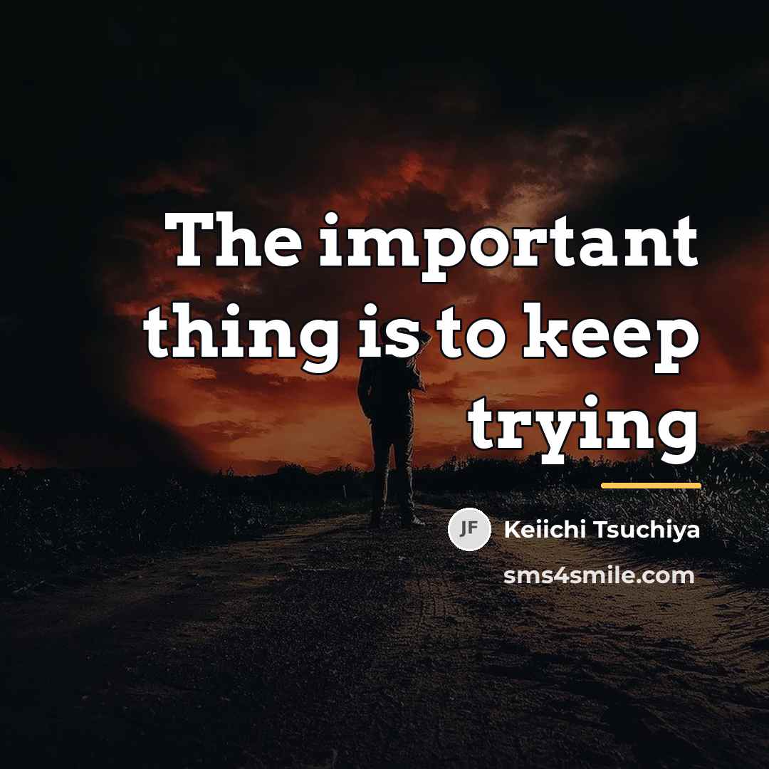 “The important thing is to keep trying…” quote by Keiichi Tsuchiya