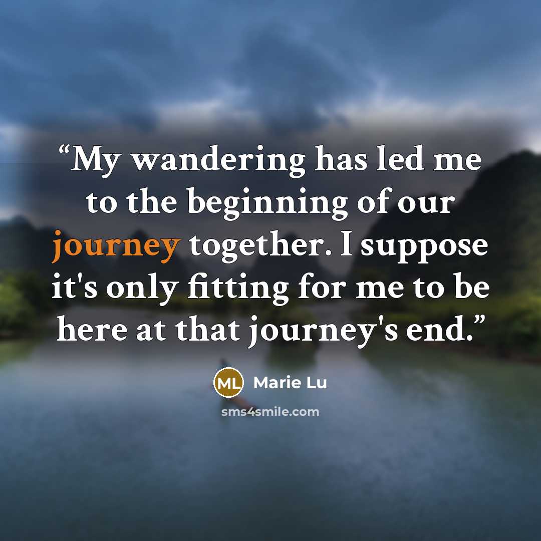 “My wandering has led me to the beginning of our journey together. I suppose it's only fitting for me to be here at that journey's end.” quote by Marie Lu