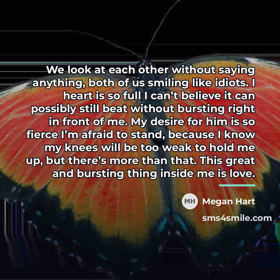 “We look at each other without saying anything, both of…” quote by Megan Hart
