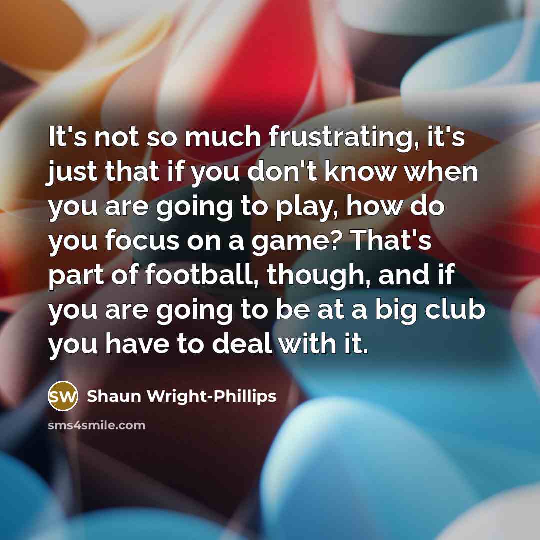 “It's not so much frustrating, it's just that if you…” quote by Shaun Wright-Phillips