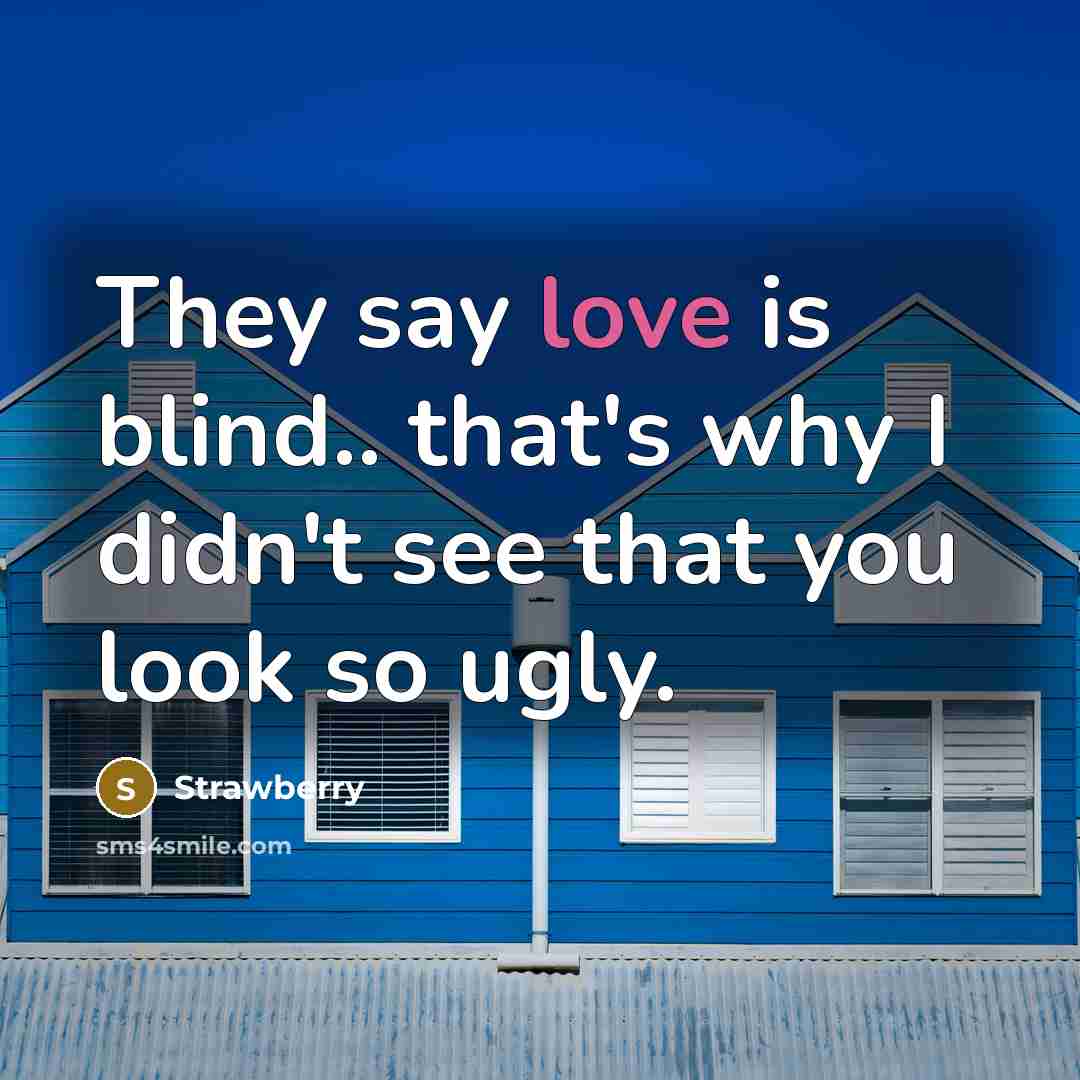 “They say love is blind.. that's why I didn't see that you look so ugly.” quote by Strawberry