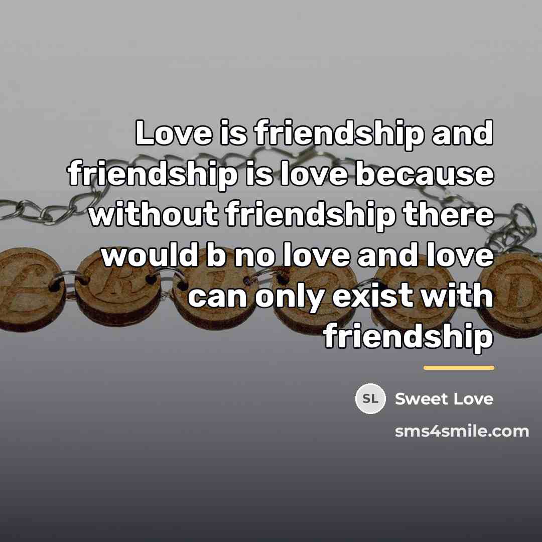 “Love is friendship and friendship is love because without friendship…” quote by Sweet Love