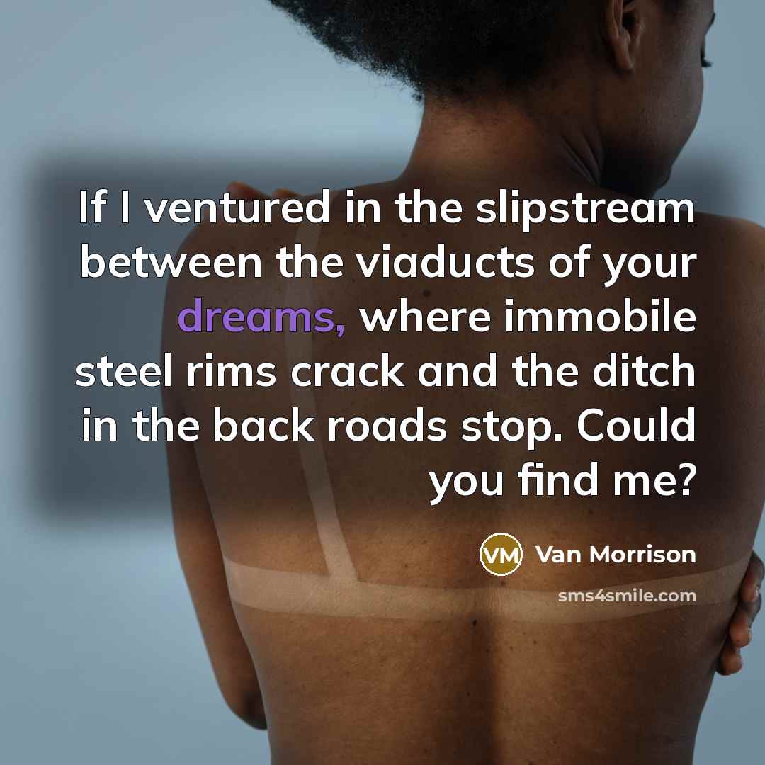“If I ventured in the slipstream between the viaducts of…” quote by Van Morrison