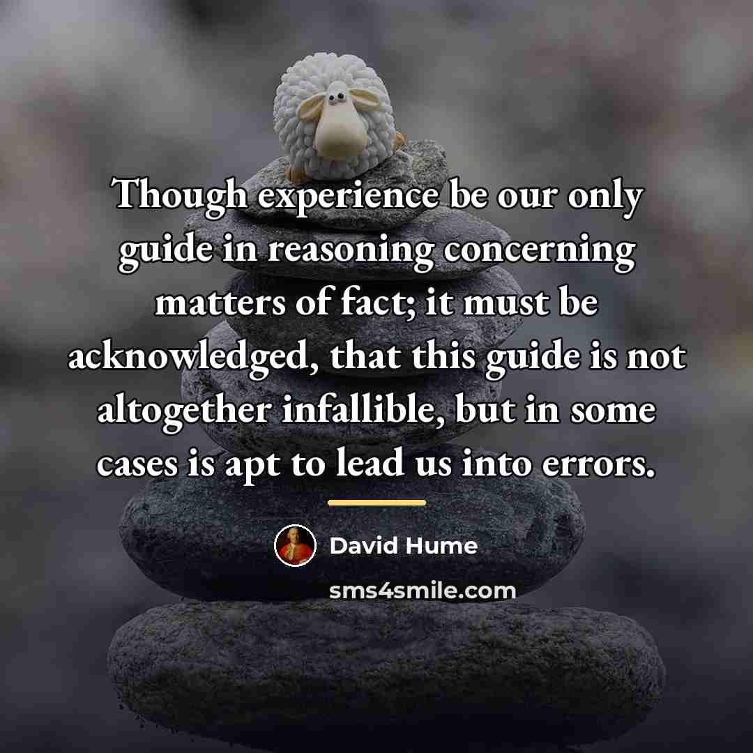 “Though experience be our only guide in reasoning concerning matters…” quote by David Hume