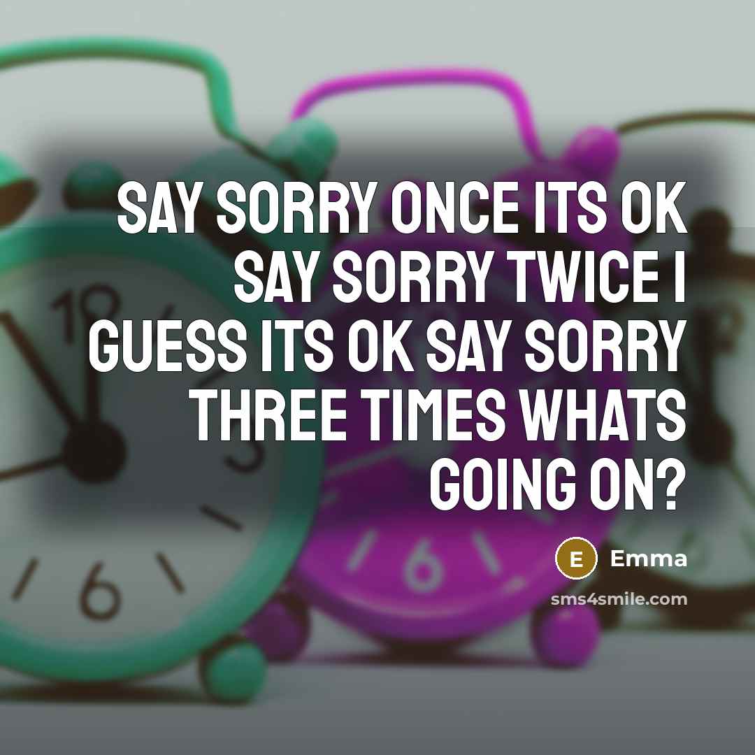 “Say Sorry once its ok Say sorry twice I guess its ok Say sorry three times whats going on?” quote by Emma