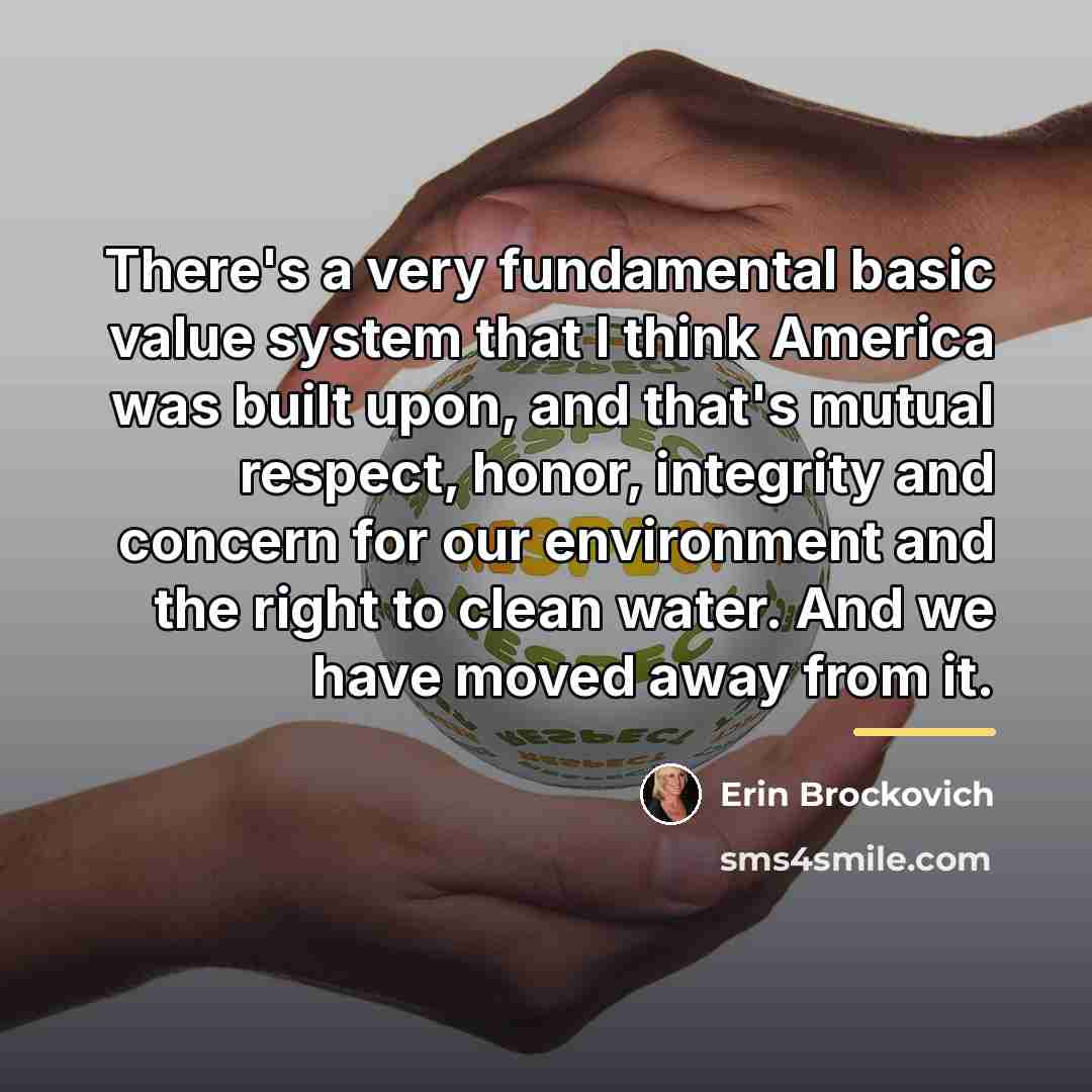 “There's a very fundamental basic value system that I think…” quote by Erin Brockovich