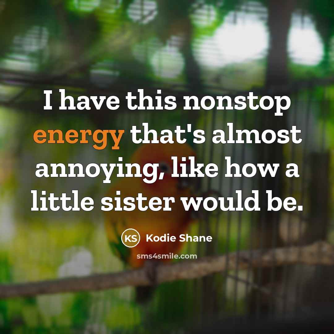 “I have this nonstop energy that's almost annoying, like how…” quote by Kodie Shane